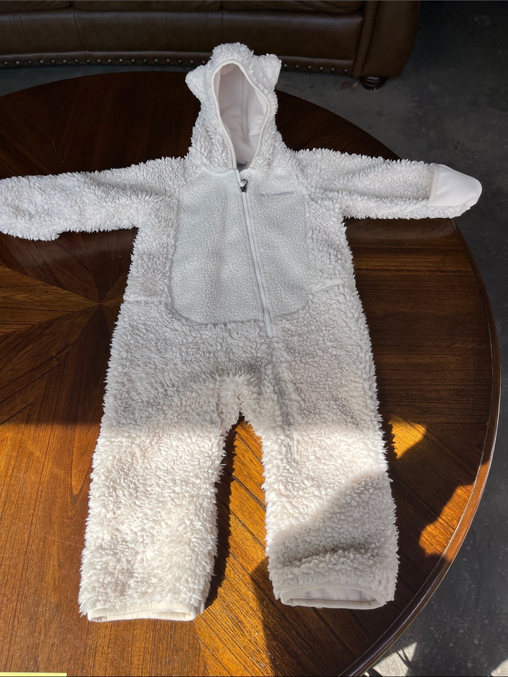 Columbia Cream Sherpa Baby ZipUp One-Piece with Hood